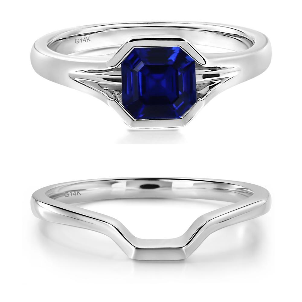 Sapphire Bezel Set Engagement Ring - LUO Jewelry #metal_14k white gold
