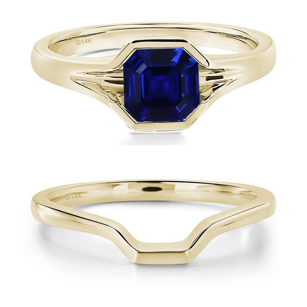 Sapphire Bezel Set Engagement Ring - LUO Jewelry #metal_14k yellow gold