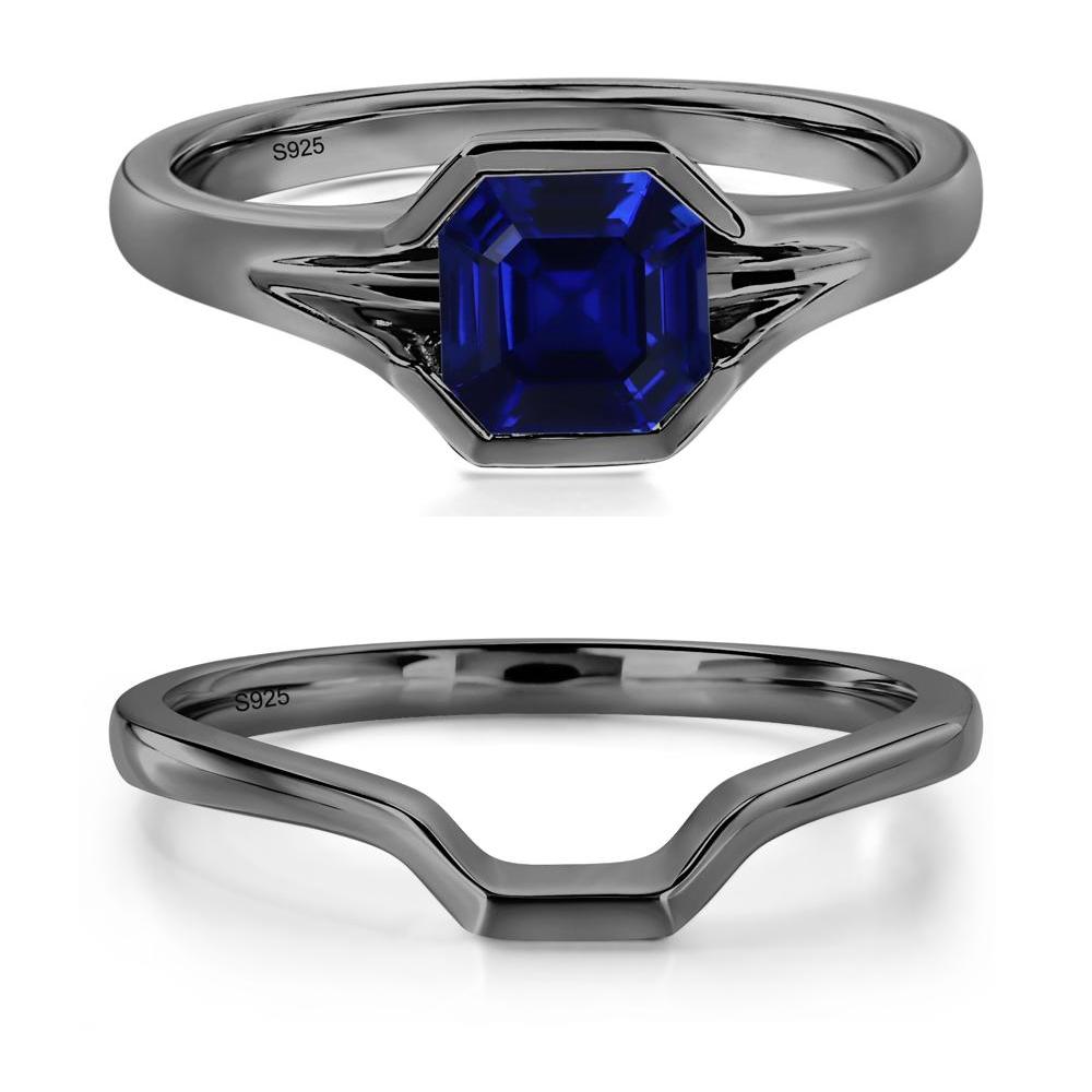 Sapphire Bezel Set Engagement Ring - LUO Jewelry #metal_black finish sterling silver