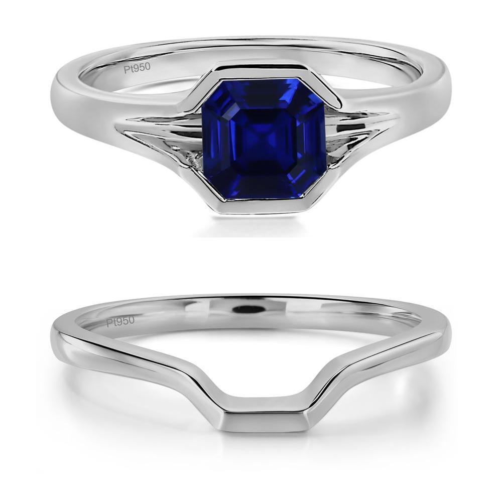 Sapphire Bezel Set Engagement Ring - LUO Jewelry #metal_platinum