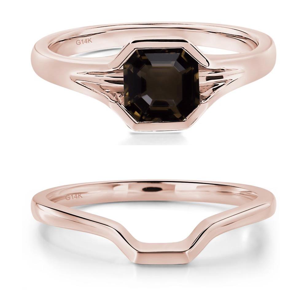 Smoky Quartz Bezel Engagement Ring - LUO Jewelry #metal_14k rose gold