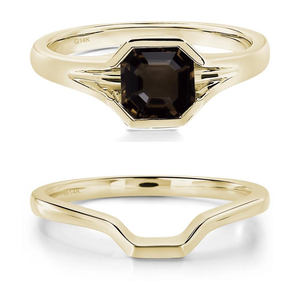 Smoky Quartz Bezel Engagement Ring - LUO Jewelry #metal_14k yellow gold