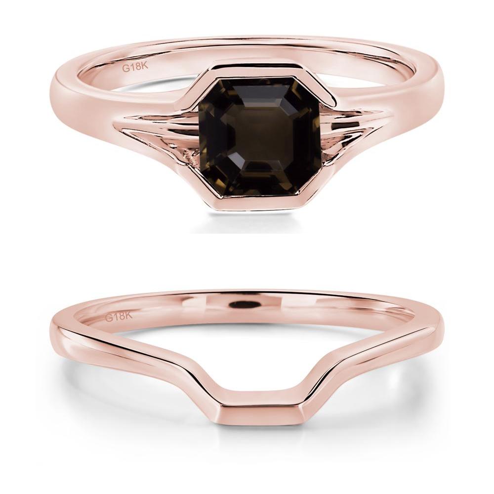 Smoky Quartz Bezel Engagement Ring - LUO Jewelry #metal_18k rose gold