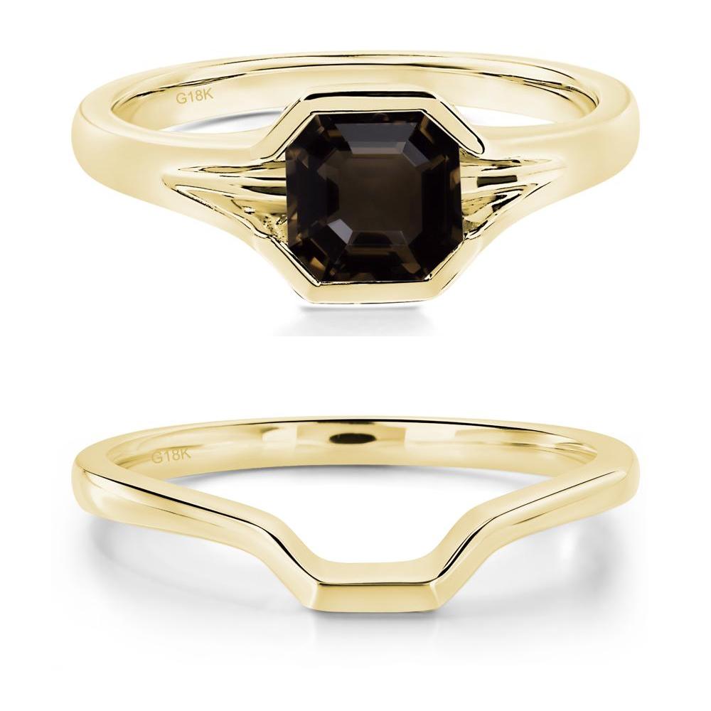 Smoky Quartz Bezel Engagement Ring - LUO Jewelry #metal_18k yellow gold