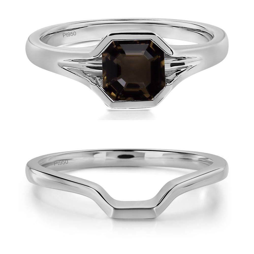 Smoky Quartz Bezel Engagement Ring - LUO Jewelry #metal_platinum