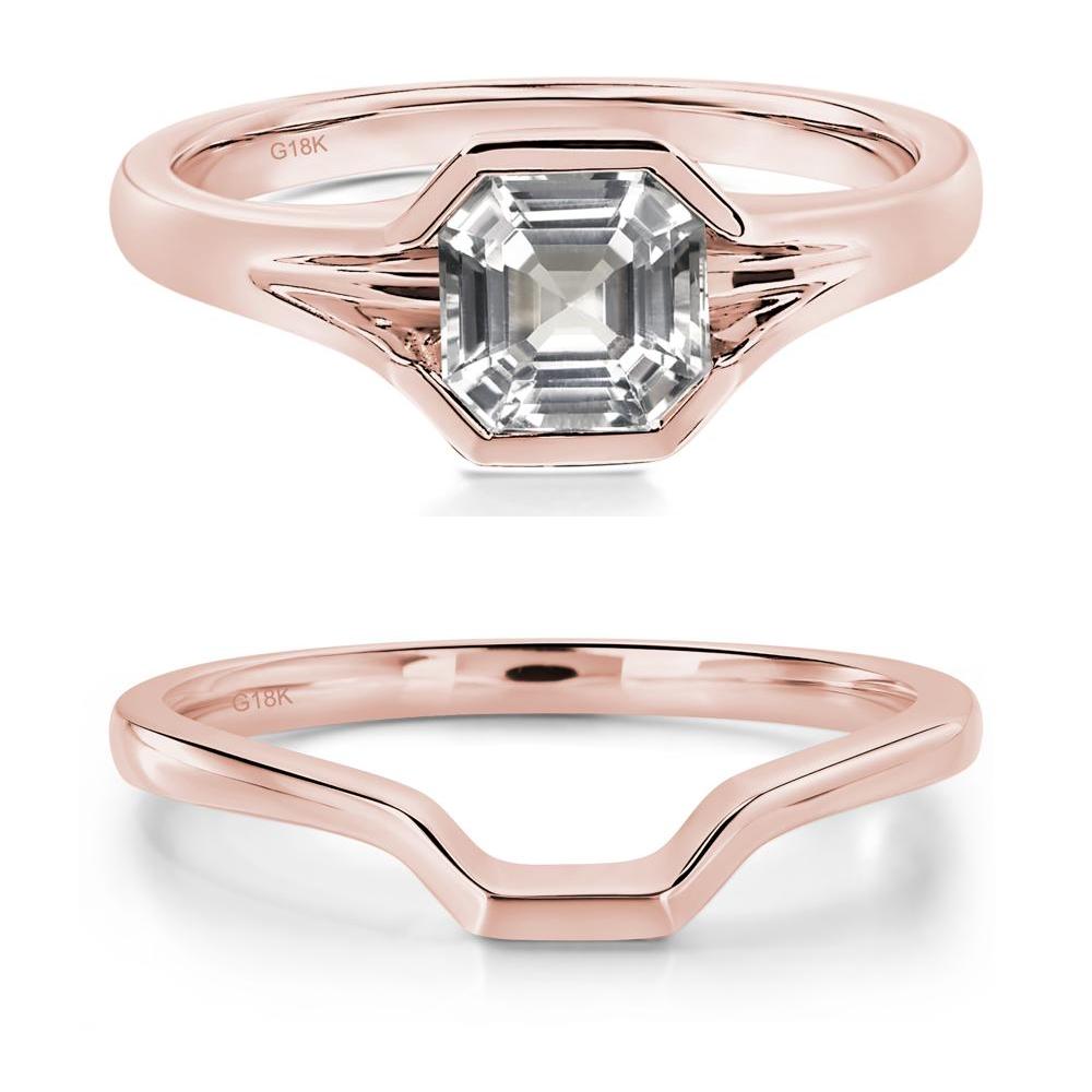 Asscher Cut White Topaz Ring - LUO Jewelry #metal_18k rose gold