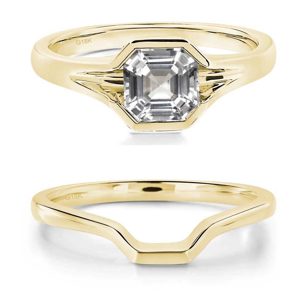 Asscher Cut White Topaz Ring - LUO Jewelry #metal_18k yellow gold