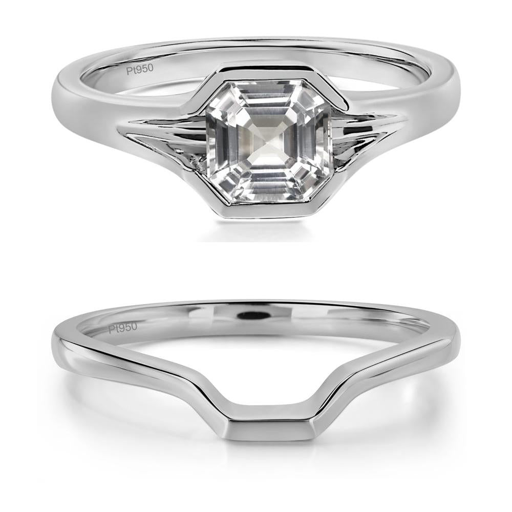 Asscher Cut White Topaz Ring - LUO Jewelry #metal_platinum