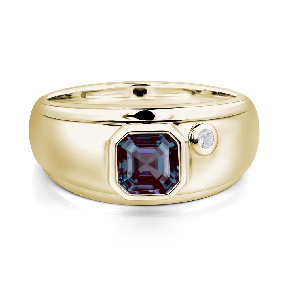 Asscher Cut Alexandrite Men's Ring - LUO Jewelry #metal_14k yellow gold