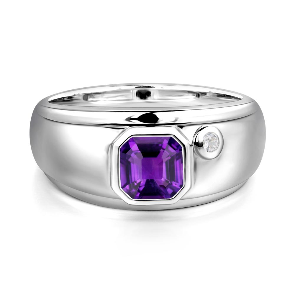 Men's Amethyst Ring - LUO Jewelry #metal_18k white gold