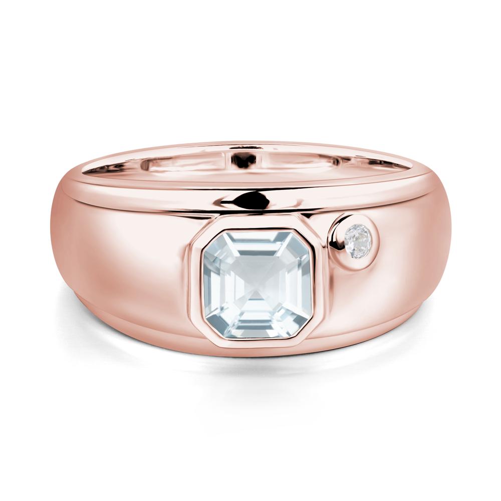 Asscher Cut Aquamarine Men's Ring - LUO Jewelry #metal_18k rose gold