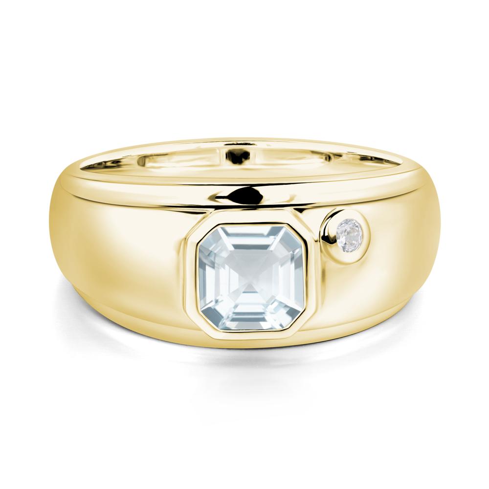 Asscher Cut Aquamarine Men's Ring - LUO Jewelry #metal_18k yellow gold