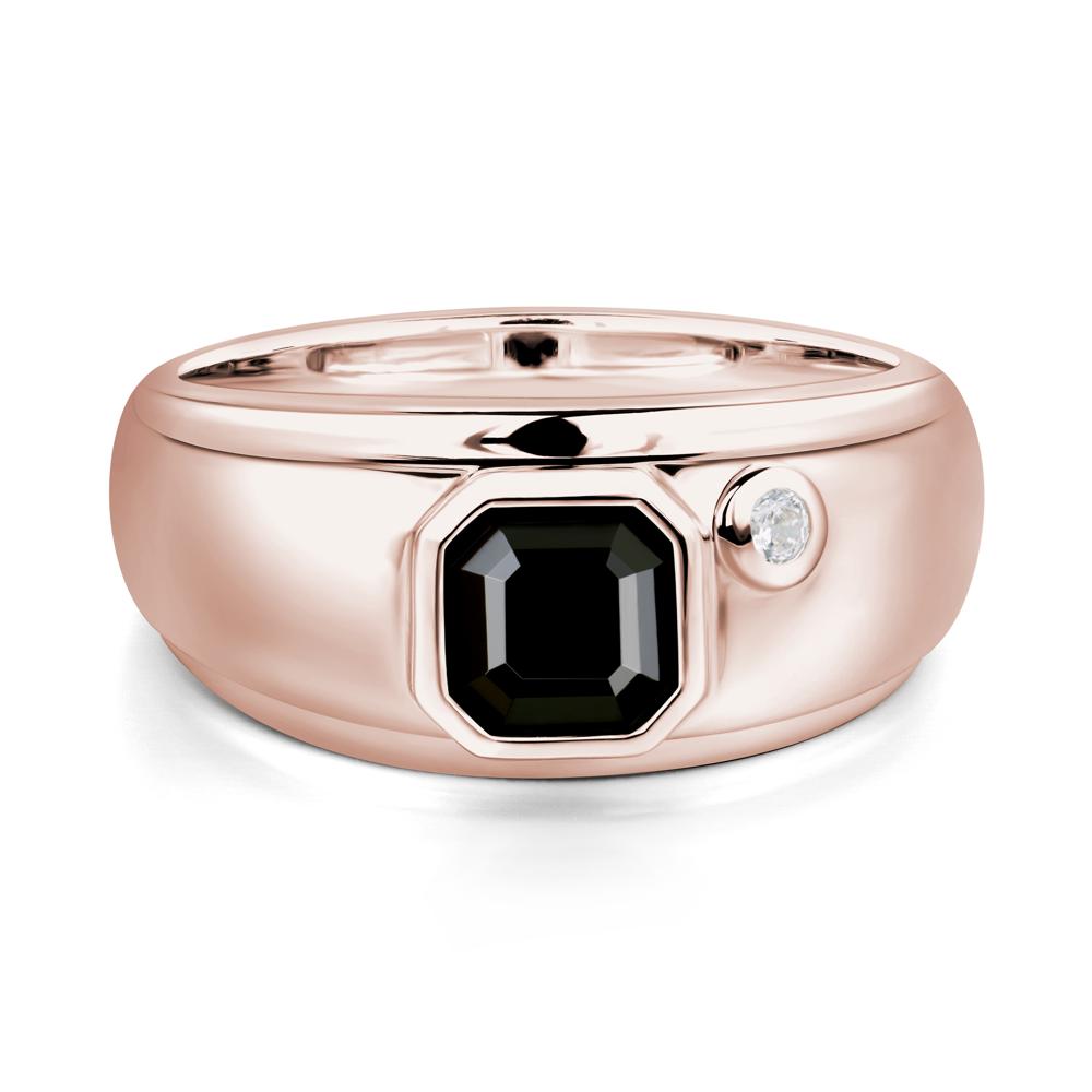 Men's Black Spinel Ring - LUO Jewelry #metal_14k rose gold