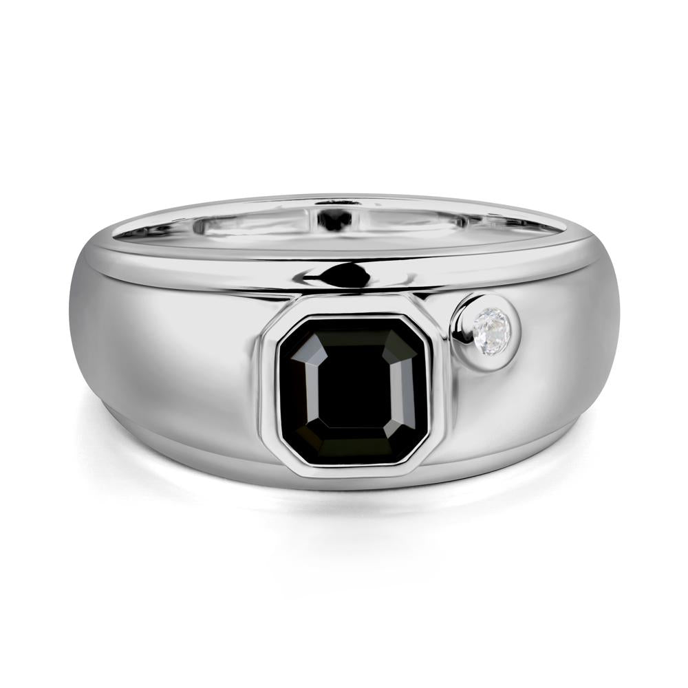Men's Black Spinel Ring - LUO Jewelry #metal_platinum