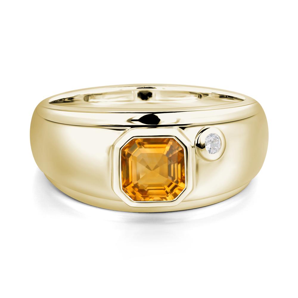 Asscher Cut Citrine Men's Ring - LUO Jewelry #metal_14k yellow gold