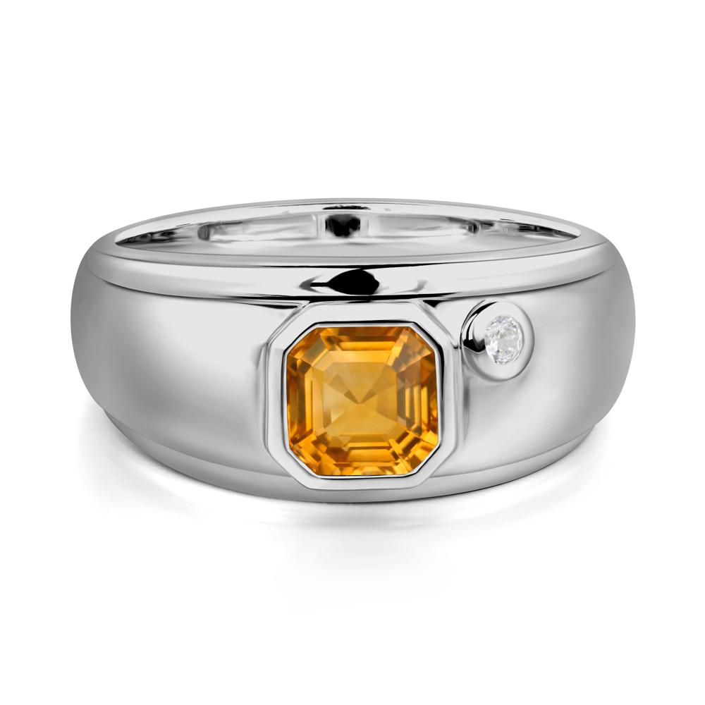Asscher Cut Citrine Men's Ring - LUO Jewelry #metal_platinum