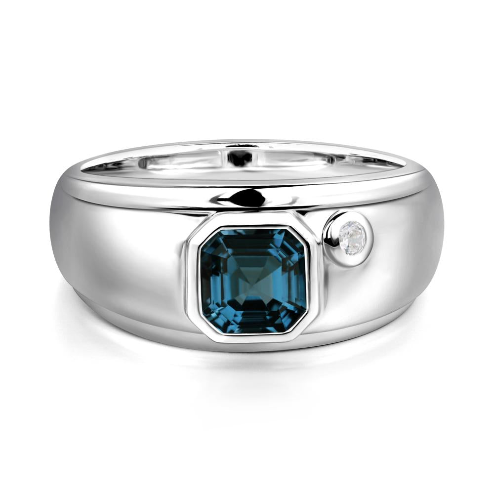 Men's London Blue Topaz Ring - LUO Jewelry #metal_14k white gold