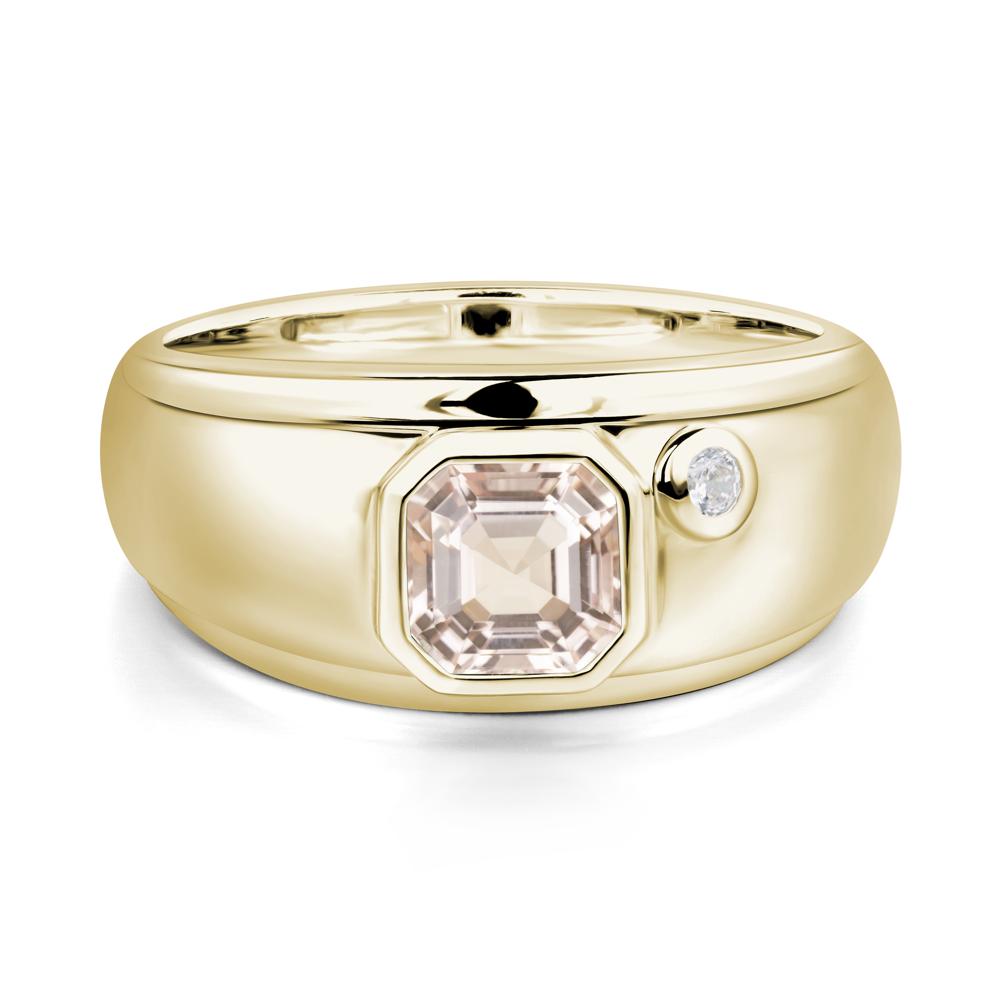 Asscher Cut Morganite Men's Ring - LUO Jewelry #metal_14k yellow gold