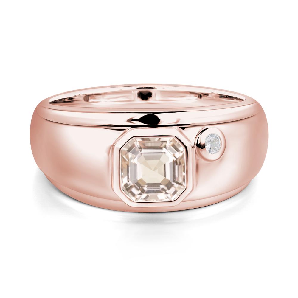 Asscher Cut Morganite Men's Ring - LUO Jewelry #metal_18k rose gold