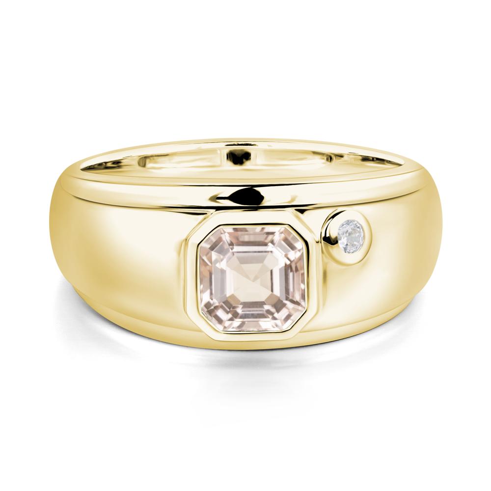 Asscher Cut Morganite Men's Ring - LUO Jewelry #metal_18k yellow gold