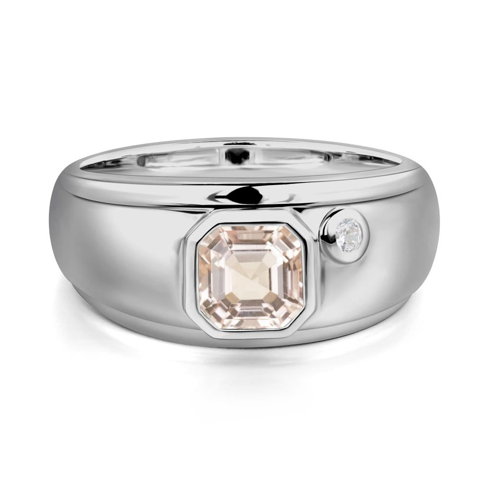 Asscher Cut Morganite Men's Ring - LUO Jewelry #metal_platinum