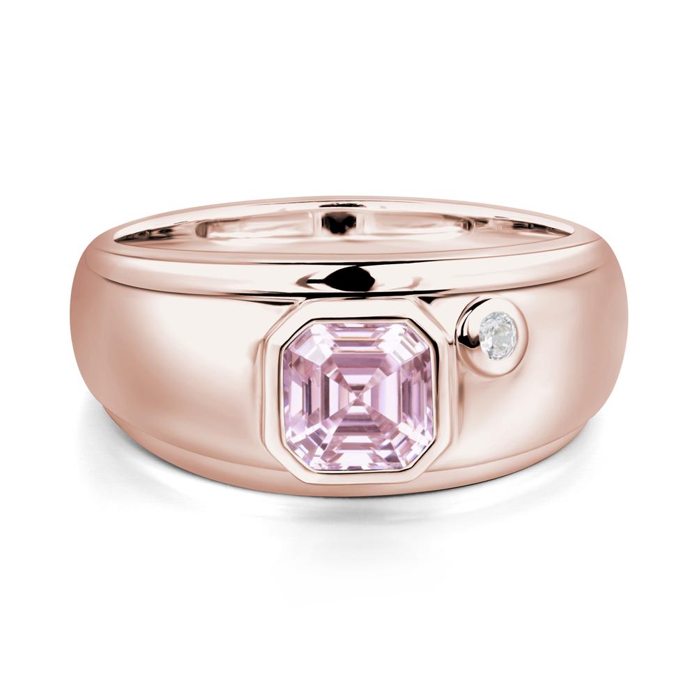 Men's Pink Cubic Zirconia Ring - LUO Jewelry #metal_14k rose gold