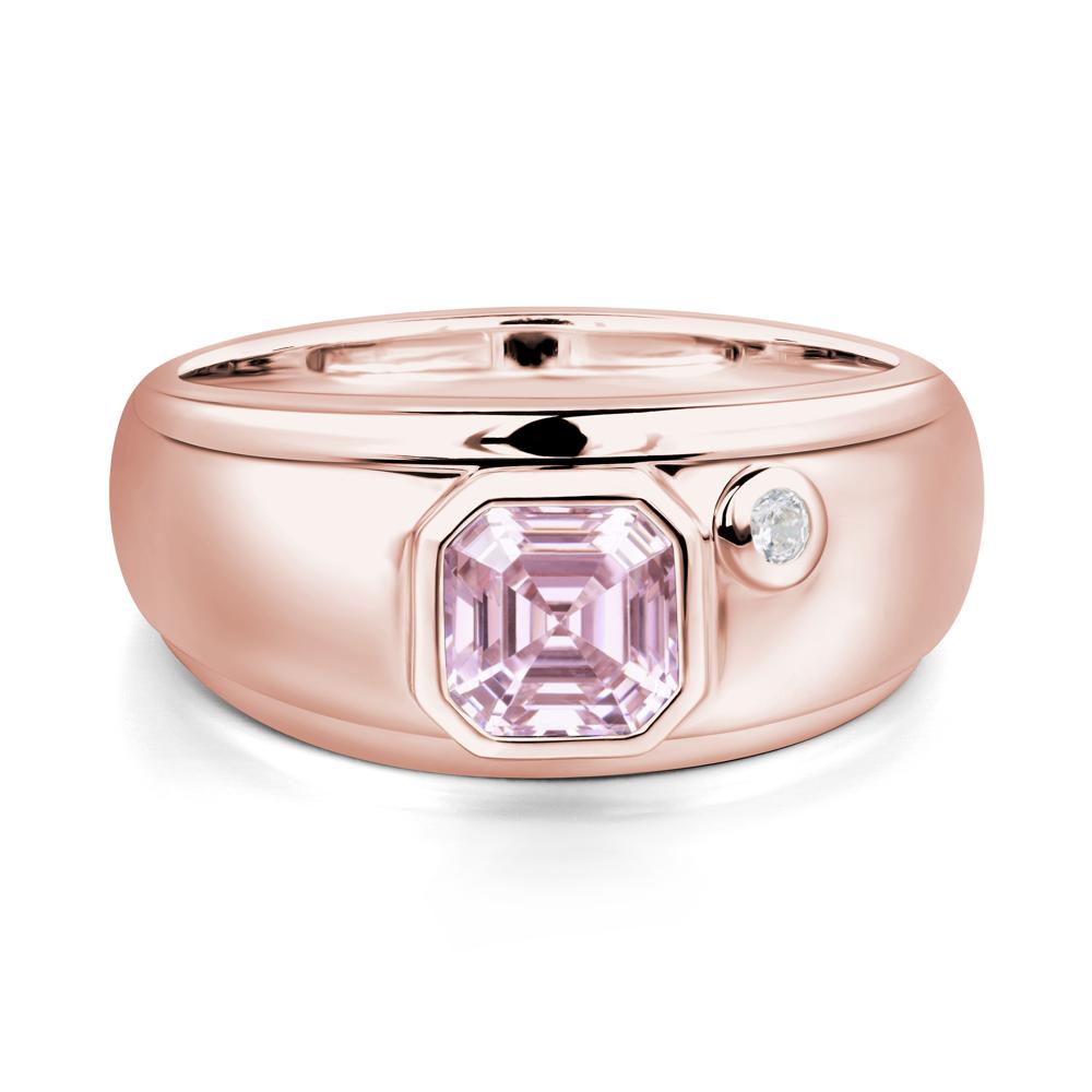 Men's Pink Cubic Zirconia Ring - LUO Jewelry #metal_18k rose gold
