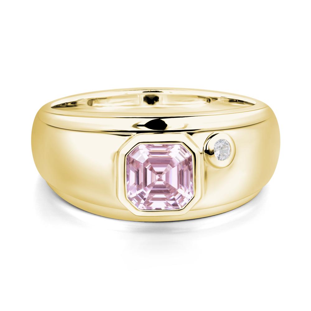 Men's Pink Cubic Zirconia Ring - LUO Jewelry #metal_18k yellow gold