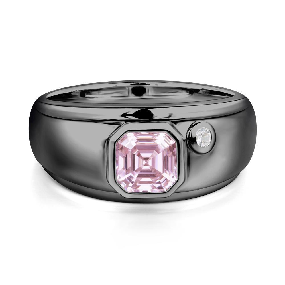 Men's Pink Cubic Zirconia Ring - LUO Jewelry #metal_black finish sterling silver
