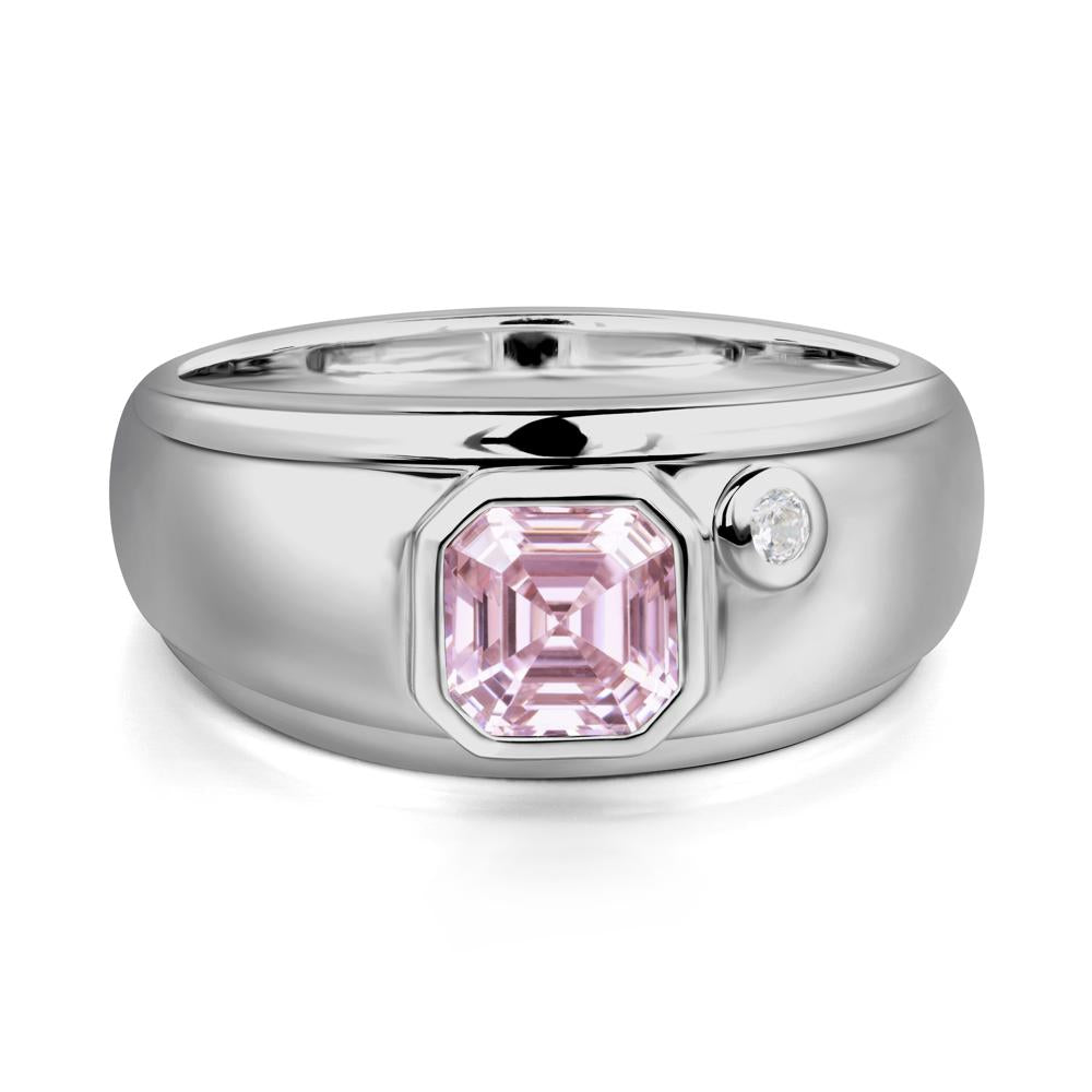 Men's Pink Cubic Zirconia Ring - LUO Jewelry #metal_platinum