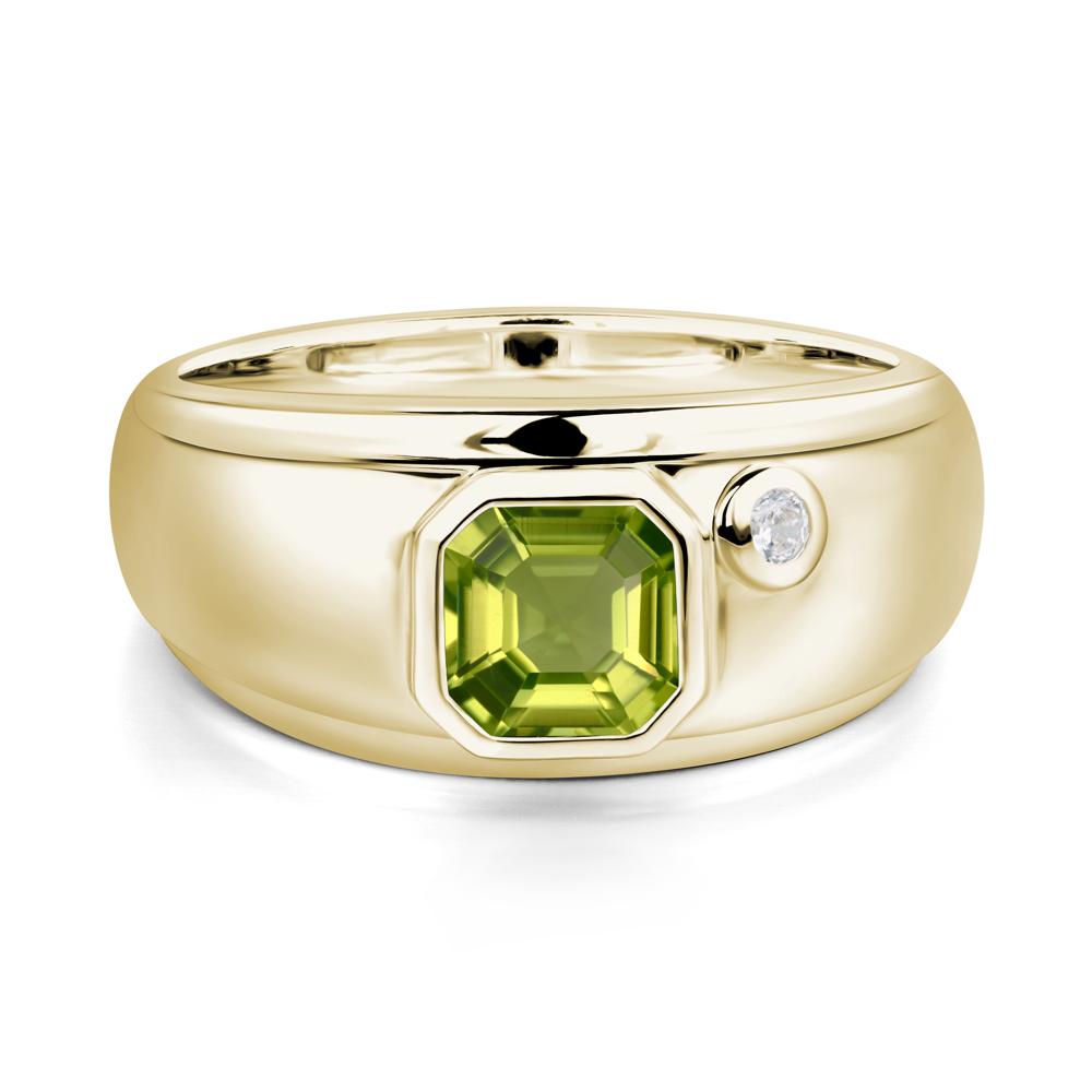 Asscher Cut Peridot Men's Ring - LUO Jewelry #metal_14k yellow gold