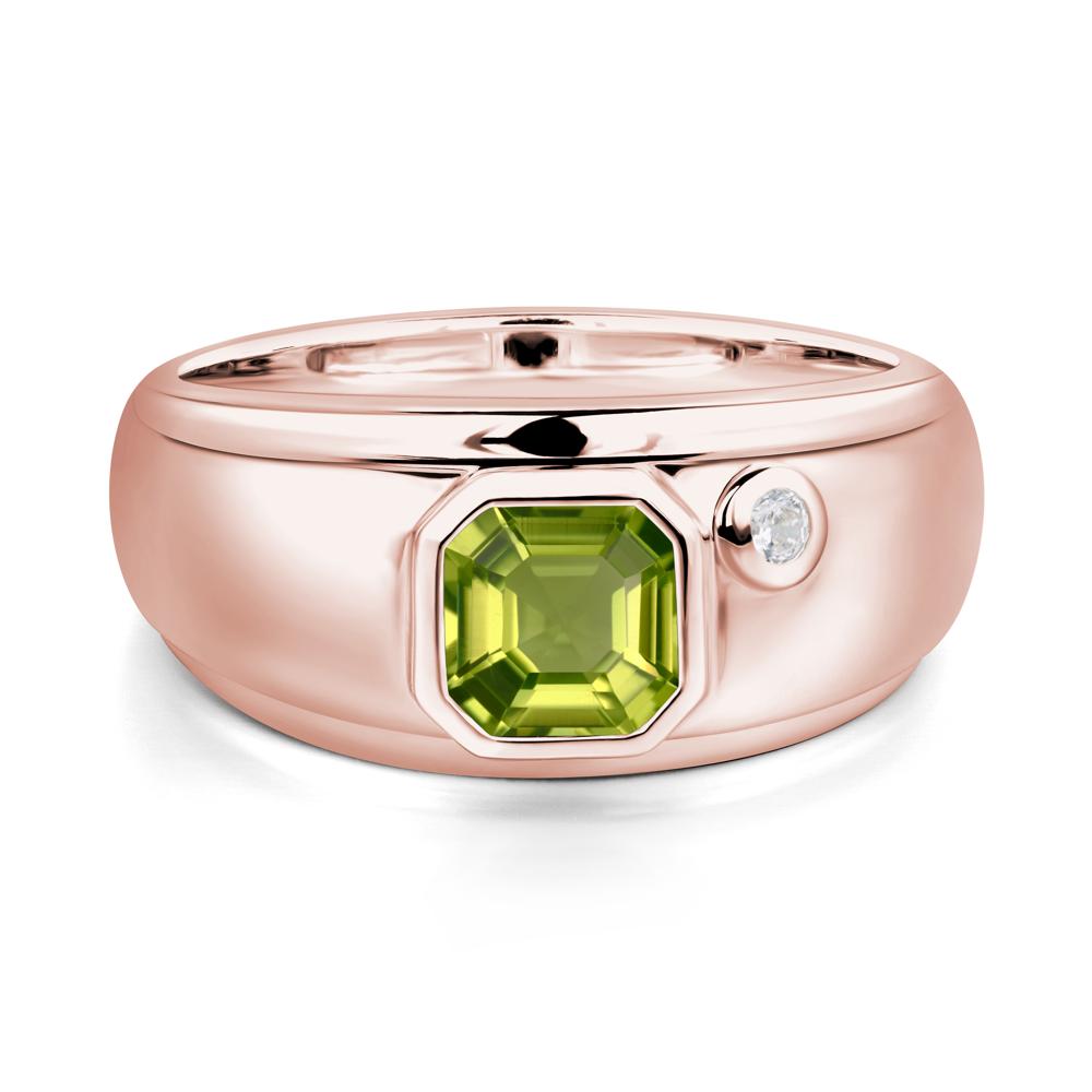 Asscher Cut Peridot Men's Ring - LUO Jewelry #metal_18k rose gold