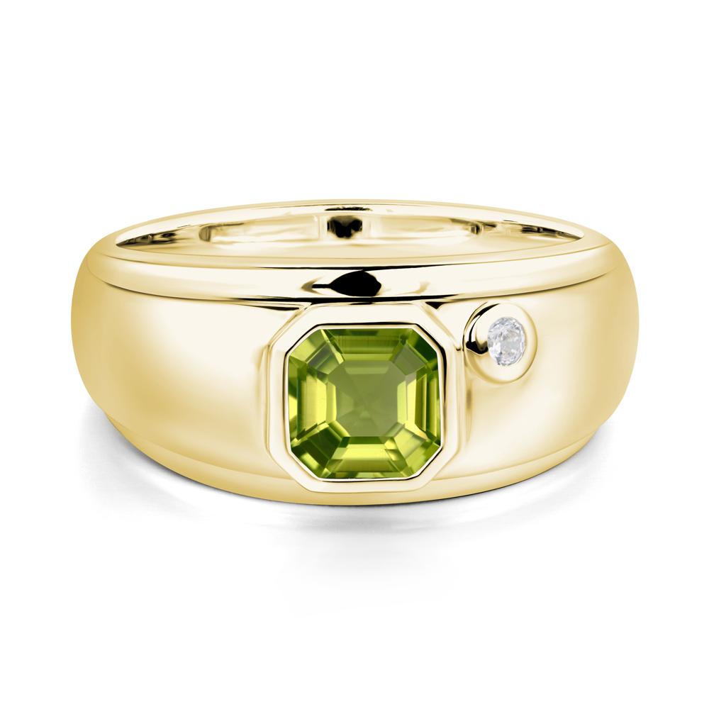Asscher Cut Peridot Men's Ring - LUO Jewelry #metal_18k yellow gold