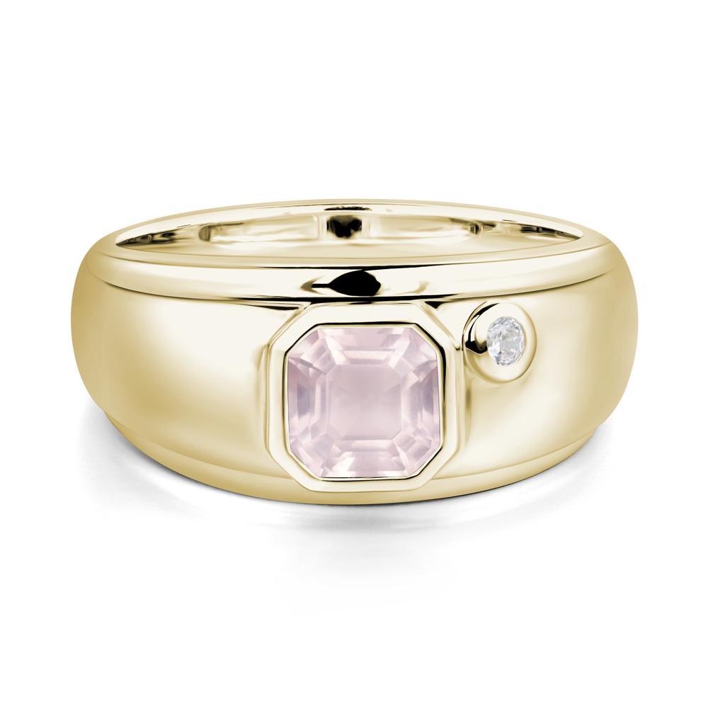 Men's Rose Quartz Ring - LUO Jewelry #metal_14k yellow gold