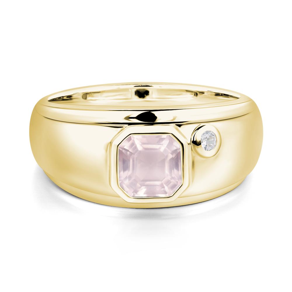 Men's Rose Quartz Ring - LUO Jewelry #metal_18k yellow gold