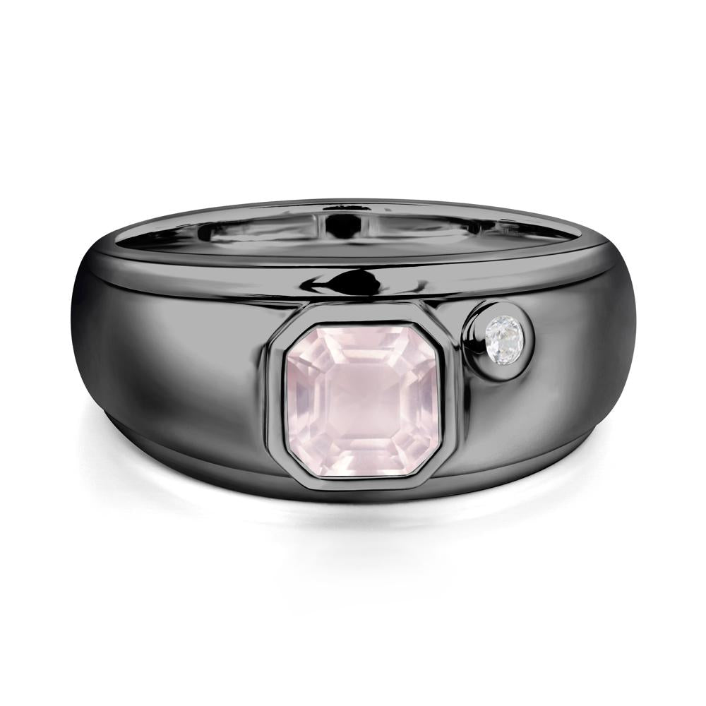 Men's Rose Quartz Ring - LUO Jewelry #metal_black finish sterling silver