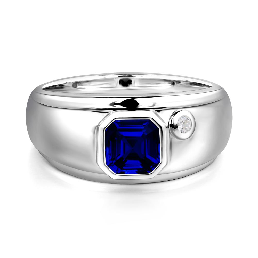 Men's Sapphire Ring - LUO Jewelry #metal_18k white gold