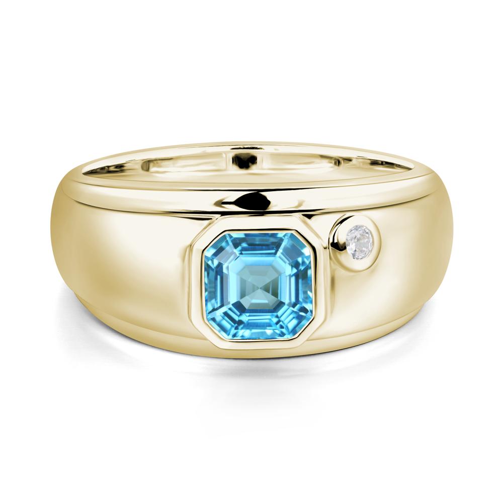 Men's Swiss Blue Topaz Ring - LUO Jewelry #metal_14k yellow gold