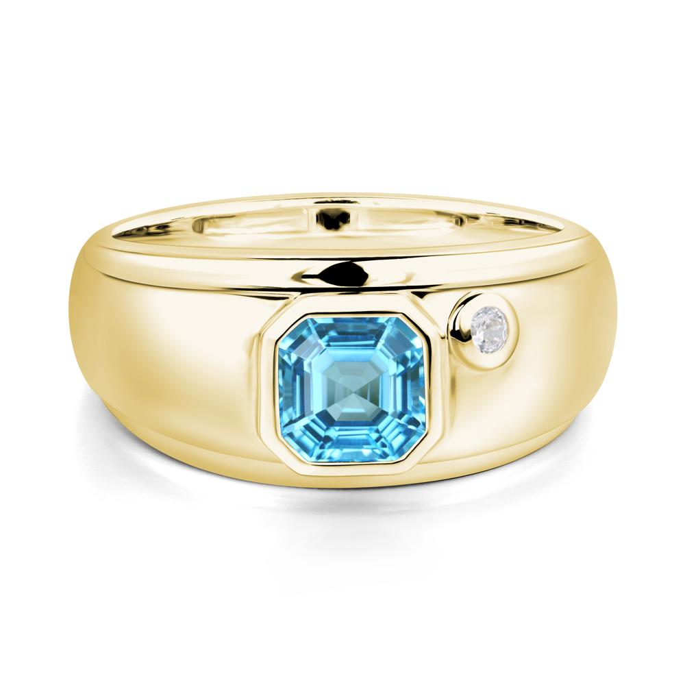 Men's Swiss Blue Topaz Ring - LUO Jewelry #metal_18k yellow gold