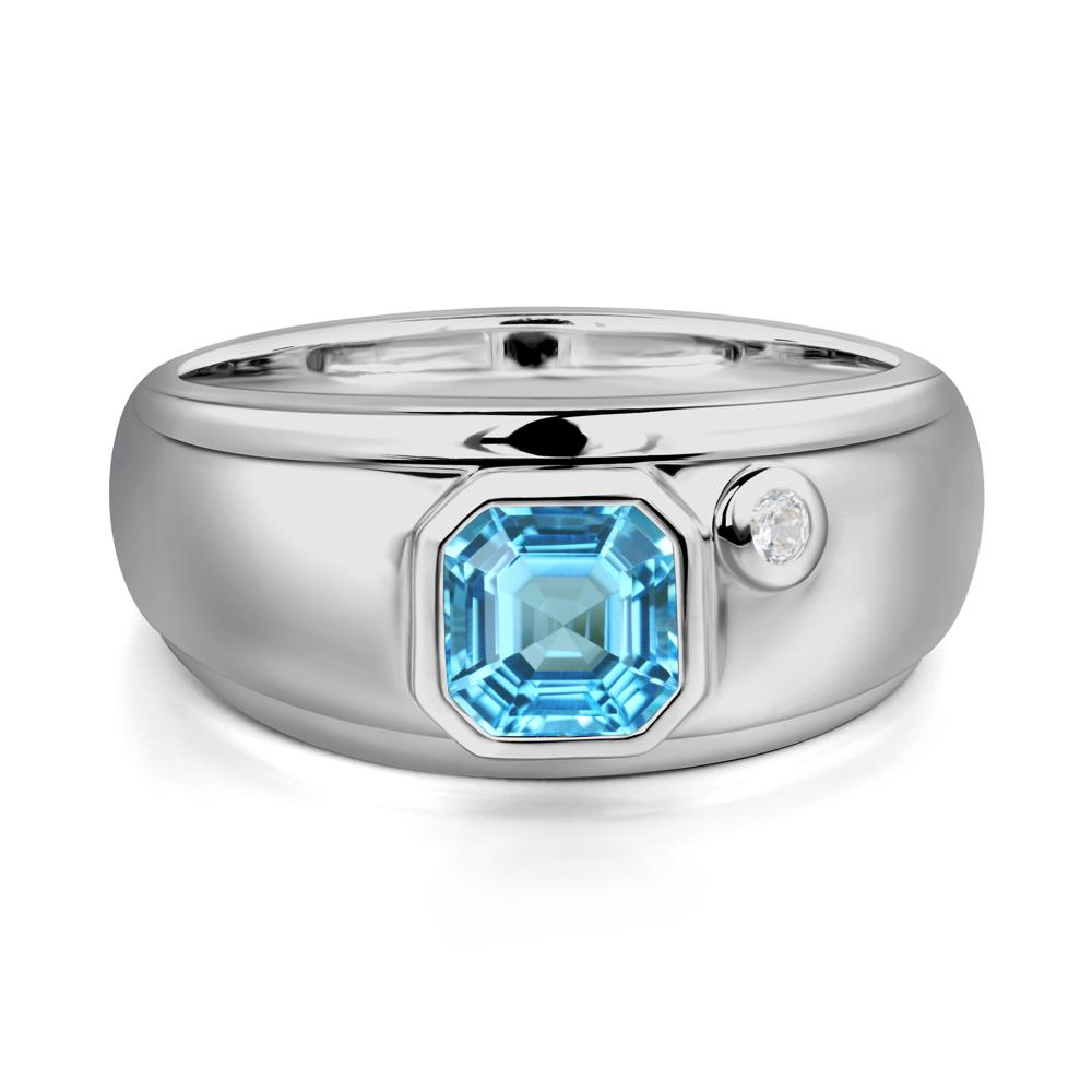 Men's Swiss Blue Topaz Ring - LUO Jewelry #metal_platinum