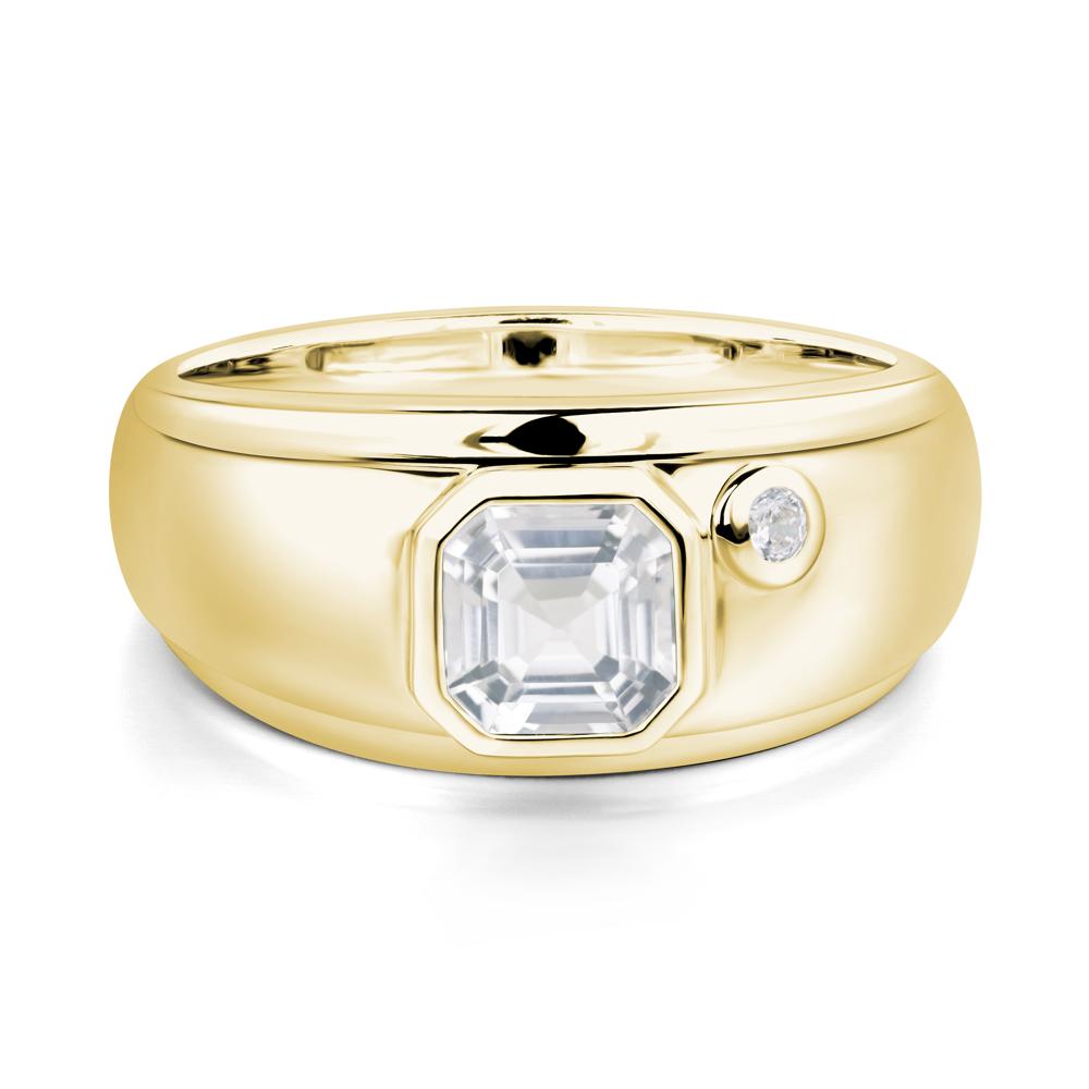 Asscher Cut White Topaz Men's Ring - LUO Jewelry #metal_18k yellow gold