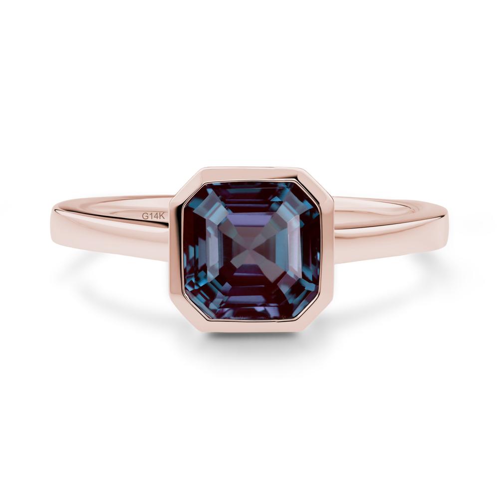 Asscher Cut Alexandrite Engagement Ring - LUO Jewelry #metal_14k rose gold