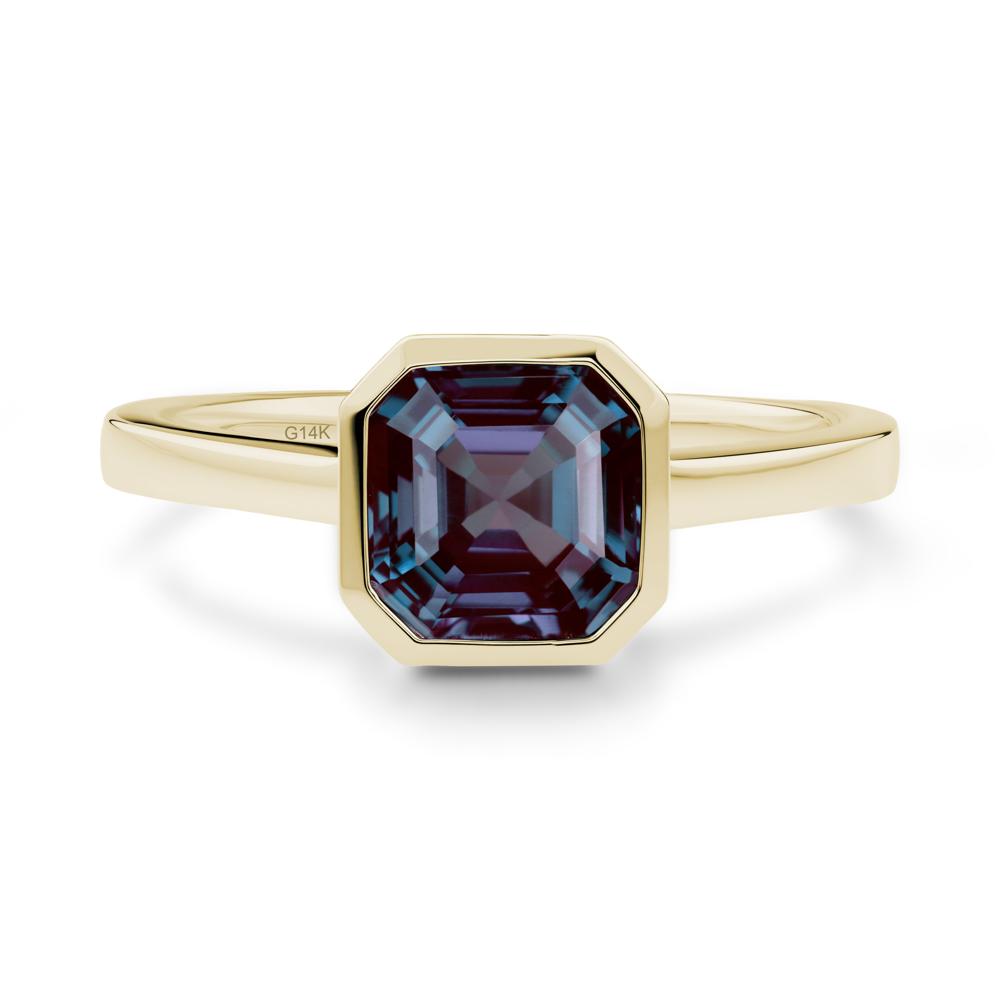 Asscher Cut Alexandrite Engagement Ring - LUO Jewelry #metal_14k yellow gold