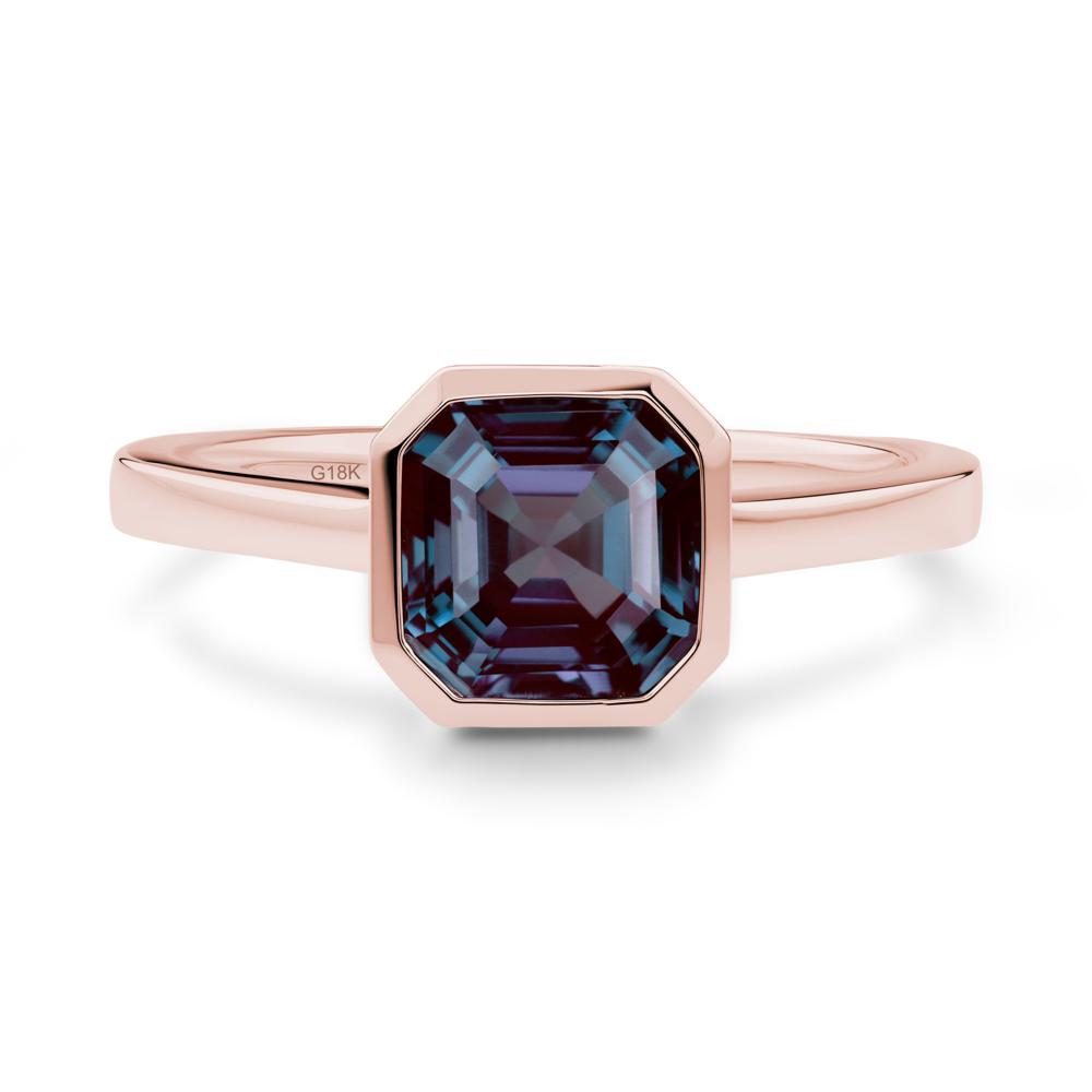 Asscher Cut Alexandrite Engagement Ring - LUO Jewelry #metal_18k rose gold