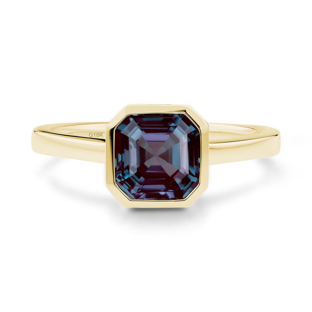 Asscher Cut Alexandrite Engagement Ring - LUO Jewelry #metal_18k yellow gold