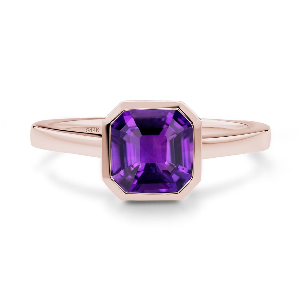 Amethyst Asscher Bezel Ring - LUO Jewelry #metal_14k rose gold