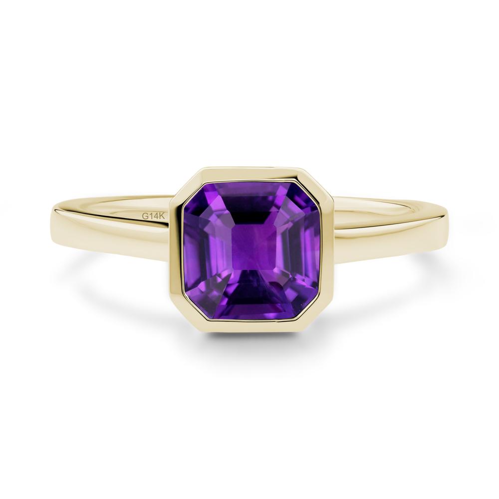 Amethyst Asscher Bezel Ring - LUO Jewelry #metal_14k yellow gold