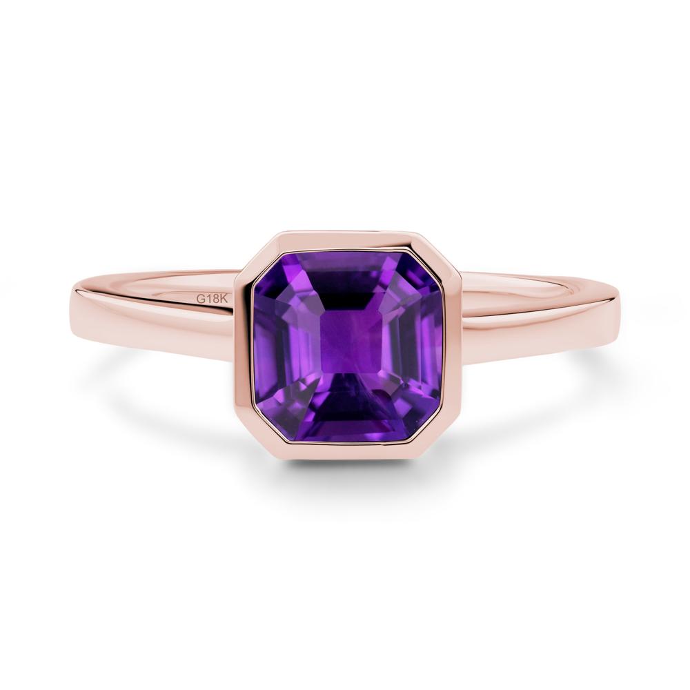 Amethyst Asscher Bezel Ring - LUO Jewelry #metal_18k rose gold
