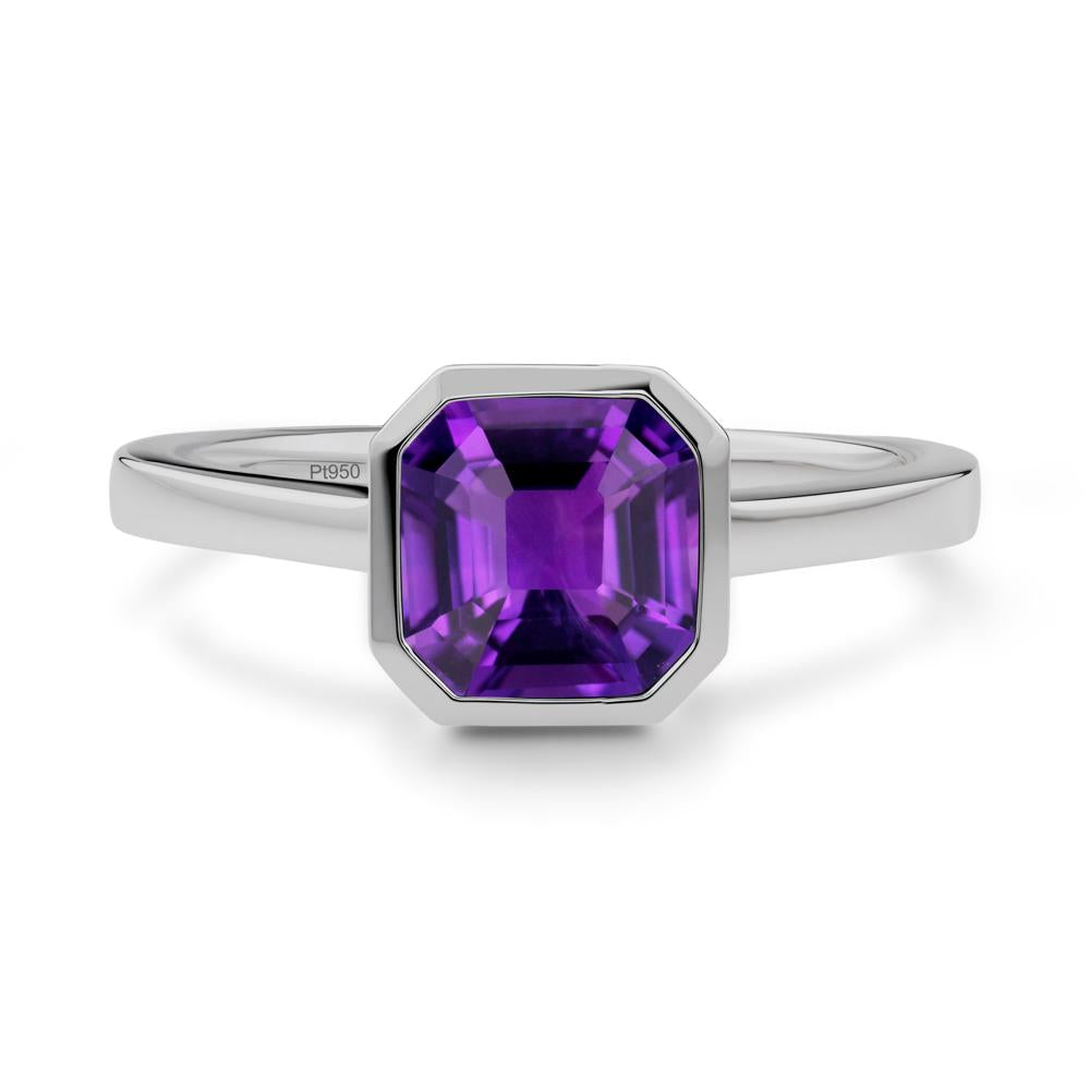 Amethyst Asscher Bezel Ring - LUO Jewelry #metal_platinum