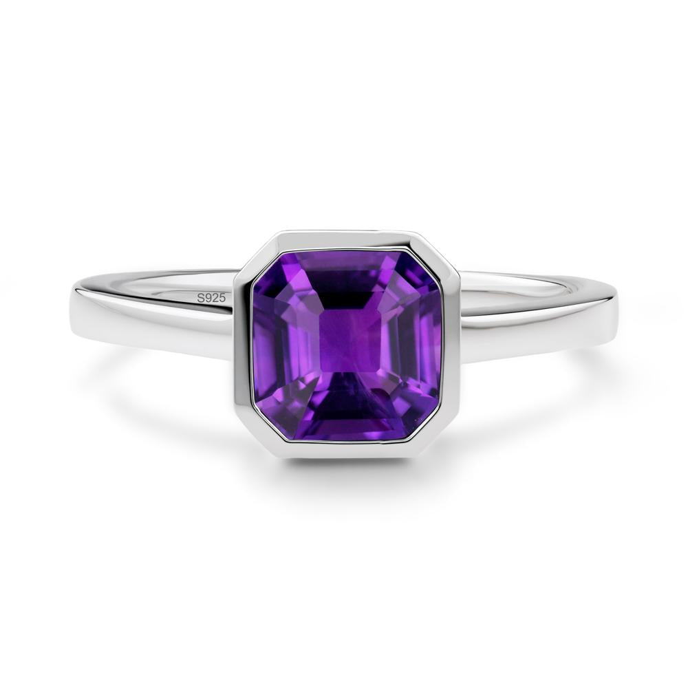 Amethyst Asscher Bezel Ring - LUO Jewelry #metal_sterling silver